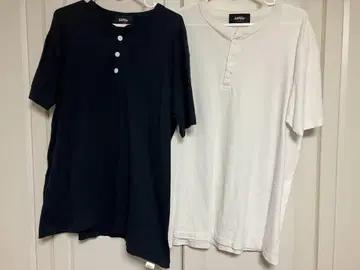 사퍼 고양이 눈 버튼 헨리넥 티셔츠