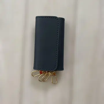 M.M leather 미사용품 네이비 가죽 키케이스 골드 금장 장식