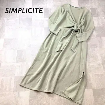 SIMPLICITE 리브 디자인 롱 원피스 그린 계열