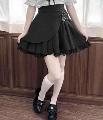 ROJITA 로지타 하트 버클 플리츠 스커트 블랙