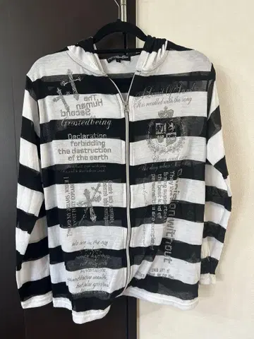 Remak Gear 화이트 블랙 스트라이프 후드티 L 그런지 y2k