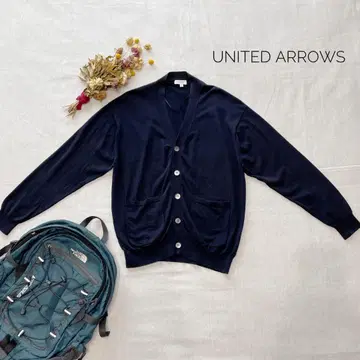 유나이티드 애로우즈 코튼 가디건 오버사이즈 S 네이비