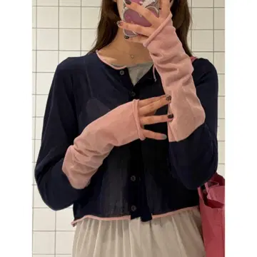 idem 바이컬러 시어 가디건 무라타 린코