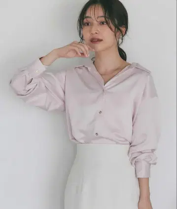 [ Used ] 러브틱 봉봉 새틴 셔츠 핑크