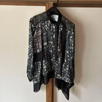 sacai 긴팔 블라우스 쉬폰과 자카드 사이즈 3