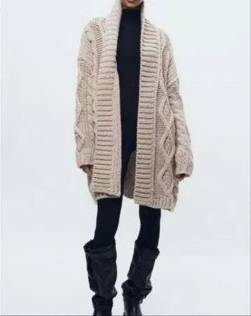 USED 고품질 ZARA 케이블 니트 가디건