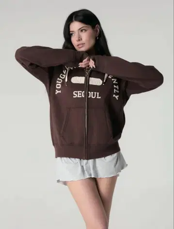 glowny 보이프렌드 박시 집업 후드티