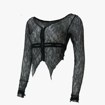 theredthread S split lace tops 블랙