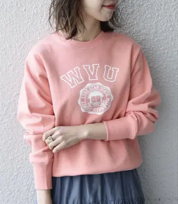 SHIPS any 별주 THE KNiTS: 복각 칼리지 맨투맨 핑크