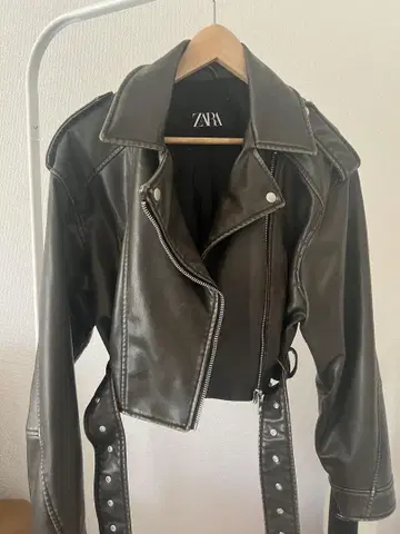 ZARA 크롭 가죽 자켓 L