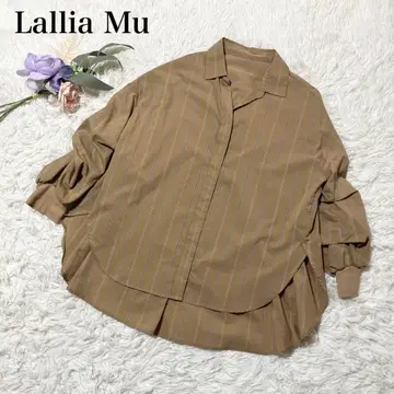 [ Lallia Mu ] 라리아무 백 플리츠 블라우스 브라운 일본제
