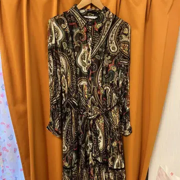ZARA 페이즐리 무늬 셔츠 원피스 M