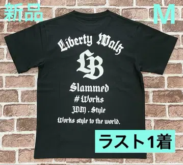 LIBERTY WALK 상의 반팔 T셔츠 블랙 프린트 로고