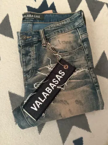 VALABASAS 데미지 가공 블루 데님 사이즈 30