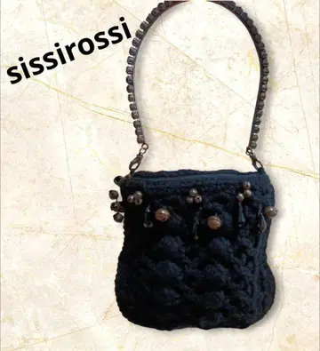 새상품급 sissirossi 비즈 포함 블랙 니트 핸드백