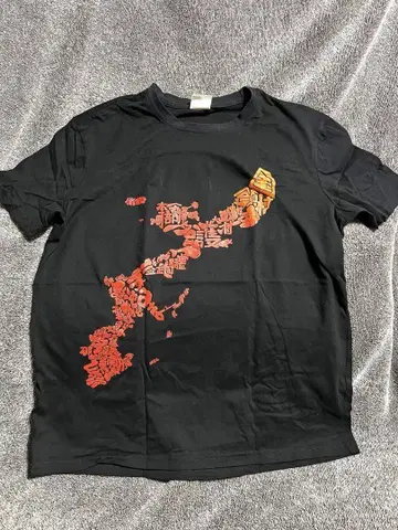 오키나와 본섬 지도 그래픽 티셔츠 블랙
