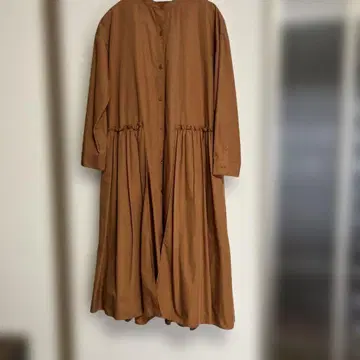 테라코타 컬러 노카라 셔츠 원피스 긴팔