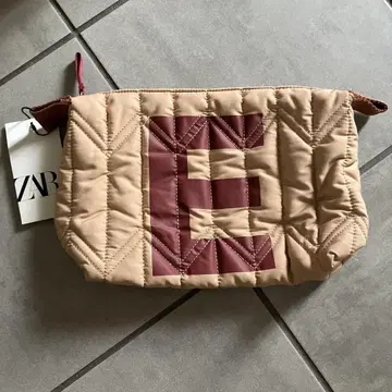 ZARA 퀼팅 파우치 베이지/와인 레드