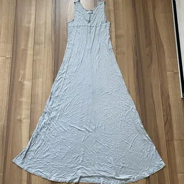 르 쉘 블루 맥시 길이 슬리브리스 플레어 원피스 그레이
