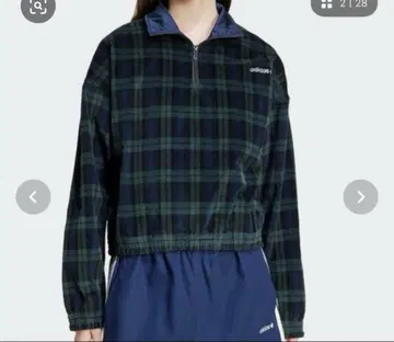 adidas 코듀로이 타탄 하프 지퍼 탑