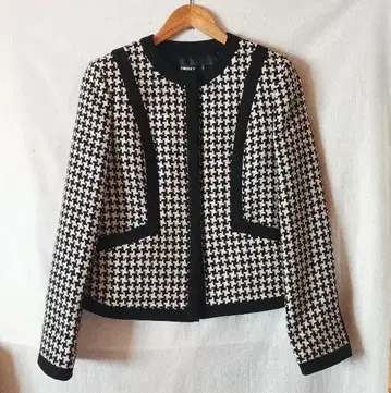 DKNY 울 100% 노카라 자켓 하운드투스