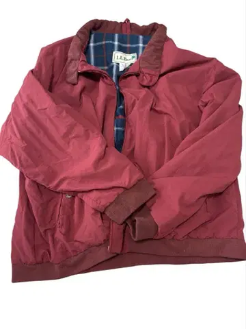 L.L.Bean 빨간색 나일론 자켓 체크 무늬