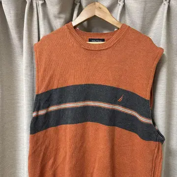 NAUTICA 오렌지 그레이 스트라이프 베스트