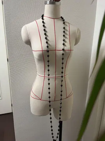 롱 목걸이 블랙 비즈