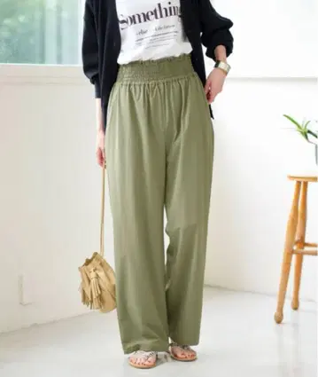 JOURNAL STANDARD 나일론 스트레치 와이드 팬츠 카키 34