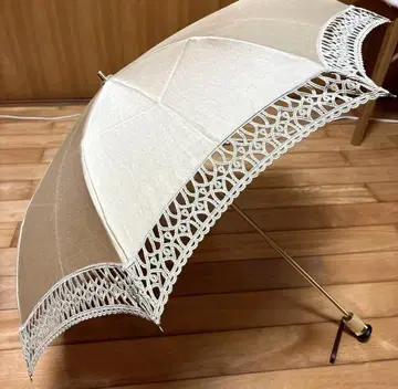 새상품! 볼사리노 린넨 100% 베이지 레이스 양산 47cm