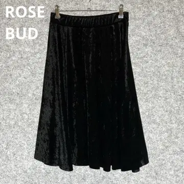 ROSE BUD 블랙 벨벳 벨로아 플레어 스커트