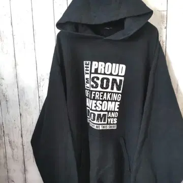 영문 프린트 풀오버 후드티 후디 블랙 XL 상당 구제 의류