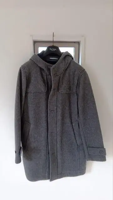 LACOSTE 후드 부착 더플 코트 그레이