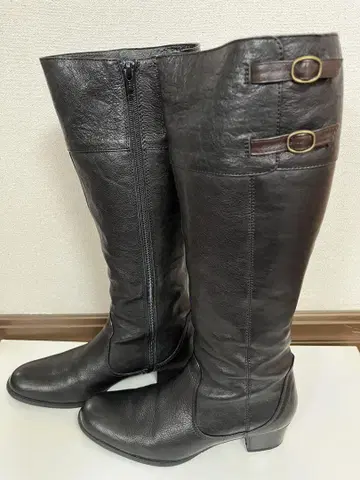 히미코 23.5cm 가죽 롱 부츠 지퍼 포함