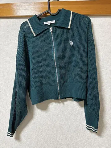 CPCM [ U.S. POLO ASSN. ] 카라 부착 메쉬 가디건