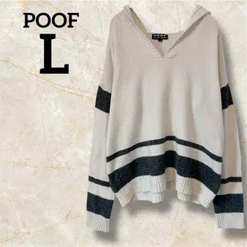 POOF [ L ] 니트 스웨터 아이보리/네이비 스트라이프 긴팔