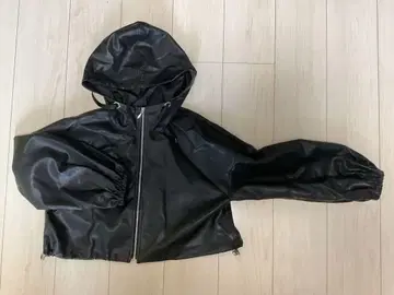 AndCouture 후드 부착 블랙 가죽 자켓 사이즈 free