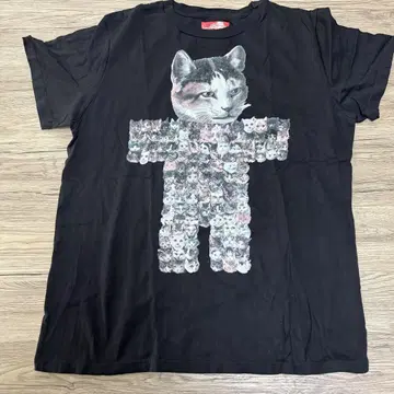 keikiii 고양이 프린트 반팔T셔츠
