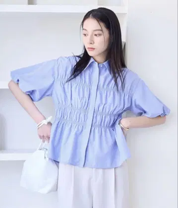 VIS 셔링 벌룬 셔츠