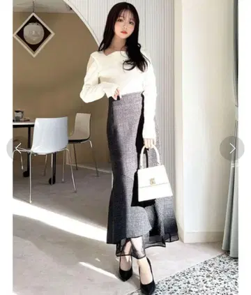 비침 플레어 롱 스커트