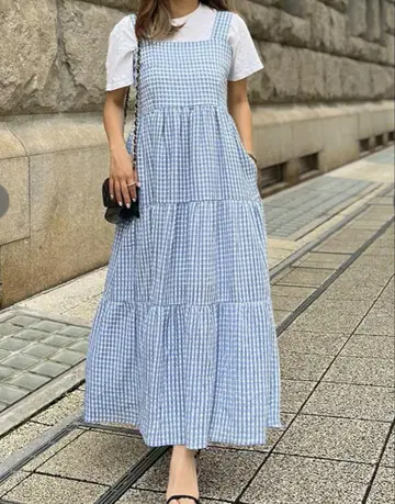 센트루니 깅엄 체크 원피스