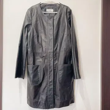 XL Zelal 모토마치 제라르 블랙 가죽 롱 코트 양가죽