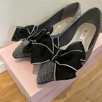 DIANA 글리터 리본 플랫슈즈 23.0cm