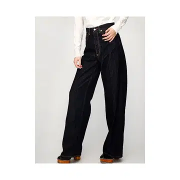 moussy 원 워시 데님 100% 스트레이트 와이드 25