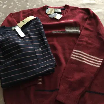 Lacoste 빨간색 네이비 스트라이프 스웨터 2세트
