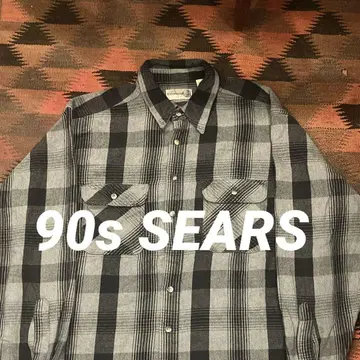 90s 시어스 플란넬 셔츠 헤비 플란넬 모노톤 XL