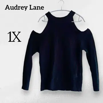 Audrey Lane 오프숄더 니트 1X 블랙 성숙 큐트