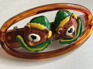 골동품 미사용 클리어 브라운 레트로 베어 곰 vintage 머리핀