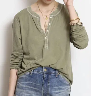 NSF 롱 슬리브 HENLEY 티셔츠