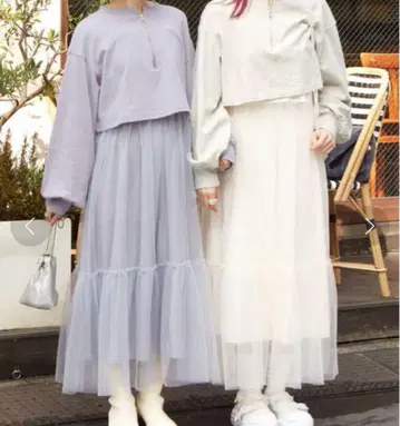 더블 클로젯 맨투맨 x 튤 원피스+페치 스커트